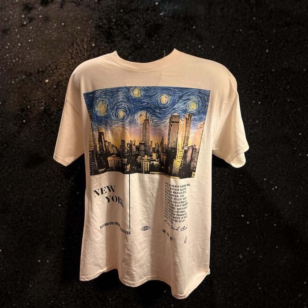 Alter Society New York Starry Night Skyline Graphic T-Shirt Size L